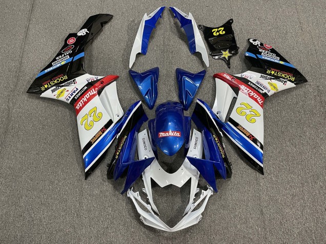 22 Rockstar Blanco & Azul 11-24 Suzuki GSXR 600-750 Carenados Moto