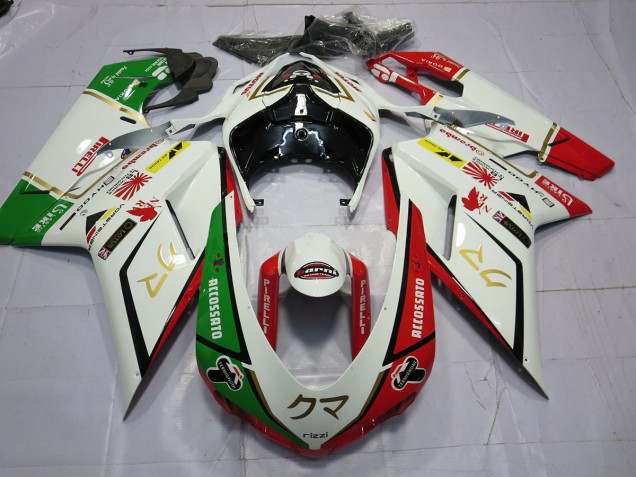 77 Blanco Rojo Verde 07-14 Ducati 848 1098 1198 Carenados Moto 77 Blanco Rojo Verde 07-14 Ducati 848 1098 1198 Carenados Moto