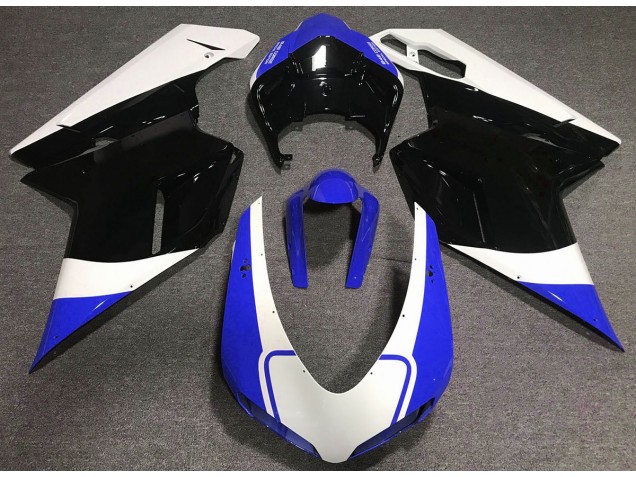 Azul Brillante Blanco & Negro 07-14 Ducati 848 1098 1198 Carenados Moto