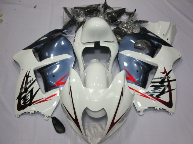 Blanco & Azul Polvoriento 97-07 Suzuki GSXR 1300 Carenados Moto