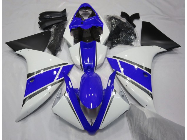 Blanco Brillante & Azul 09-11 Yamaha R1 Carenados Moto