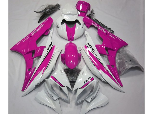 Blanco Brillante & Rosa 06-07 Yamaha R6 Carenados Moto