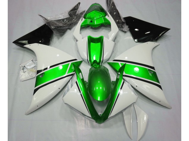 Blanco Brillante & Verde Metalizado 09-11 Yamaha R1 Carenados Moto Blanco Brillante & Verde Metalizado 09-11 Yamaha R1 Carenados Moto