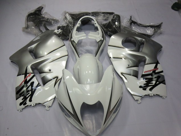 Blanco & Plata 97-07 Suzuki GSXR 1300 Carenados Moto