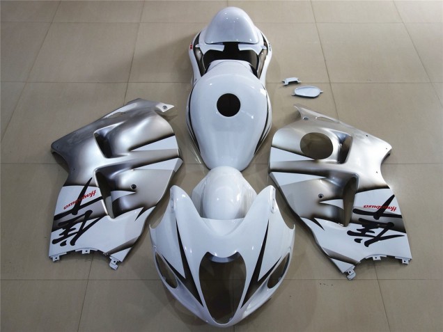 Blanco & Plata Brillante 97-07 Suzuki GSXR 1300 Carenados Moto