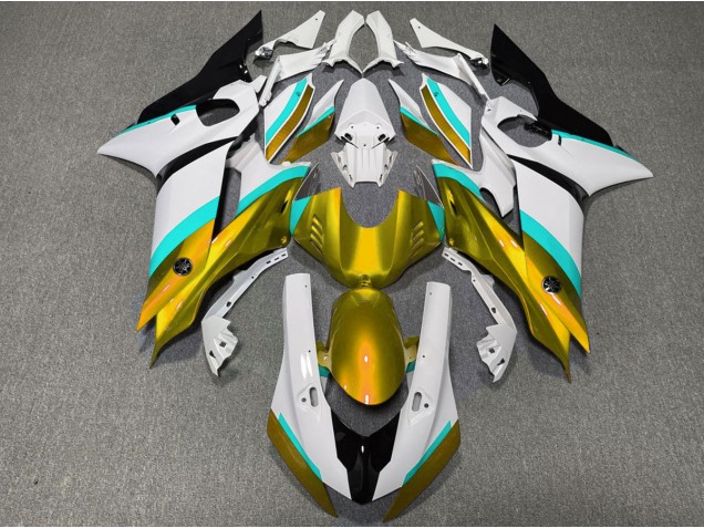 Brillo Dorado & Azul Claro 17-21 Yamaha R6 Carenados Moto Brillo Dorado & Azul Claro 17-21 Yamaha R6 Carenados Moto
