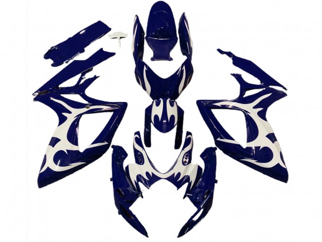 Diseño Azul Oscuro & Blanco 06-07 Suzuki GSXR 600-750 Carenados Moto Diseño Azul Oscuro & Blanco 06-07 Suzuki GSXR 600-750 Carenados Moto