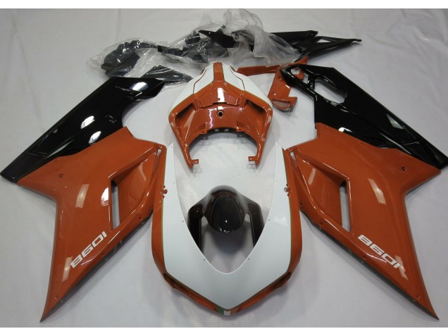 Naranja Brillante & Blanco 07-14 Ducati 848 1098 1198 Carenados Moto Naranja Brillante & Blanco 07-14 Ducati 848 1098 1198 Carenados Moto