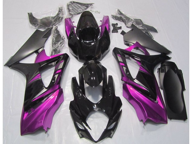 Negro Brillante & Rosa 07-08 Suzuki GSXR 1000 Carenados Moto