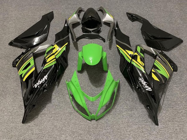 Negro Brillante & Verde Racing 13-18 Kawasaki ZX6R Carenados Moto Negro Brillante & Verde Racing 13-18 Kawasaki ZX6R Carenados Moto