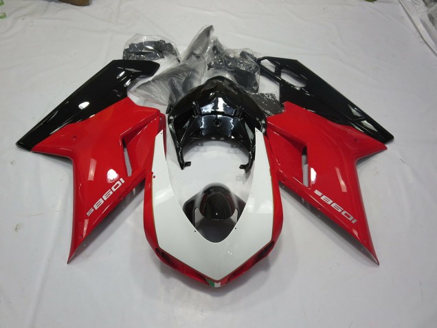 Negro Rojo & Blanco 07-14 Ducati 848 1098 1198 Carenados Moto Negro Rojo & Blanco 07-14 Ducati 848 1098 1198 Carenados Moto