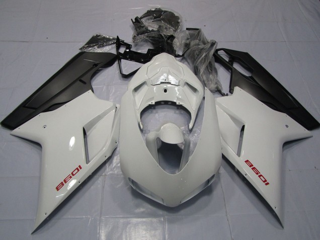 Rojo Blanco & Negro Mate 07-14 Ducati 848 1098 1198 Carenados Moto