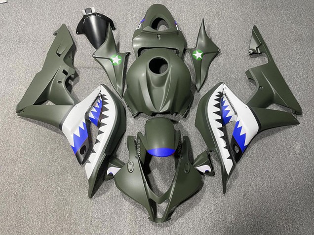 Tiburón Verde Mate & Azul 07-08 Honda CBR600RR Carenados Moto