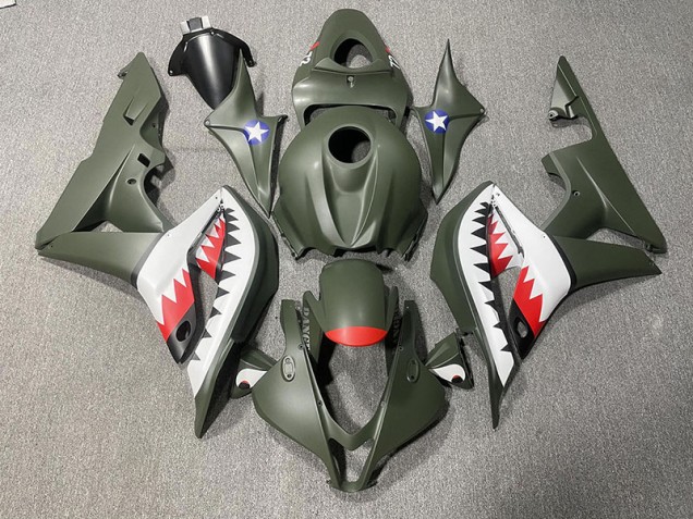 Tiburón Verde Mate & Rojo 07-08 Honda CBR600RR Carenados Moto