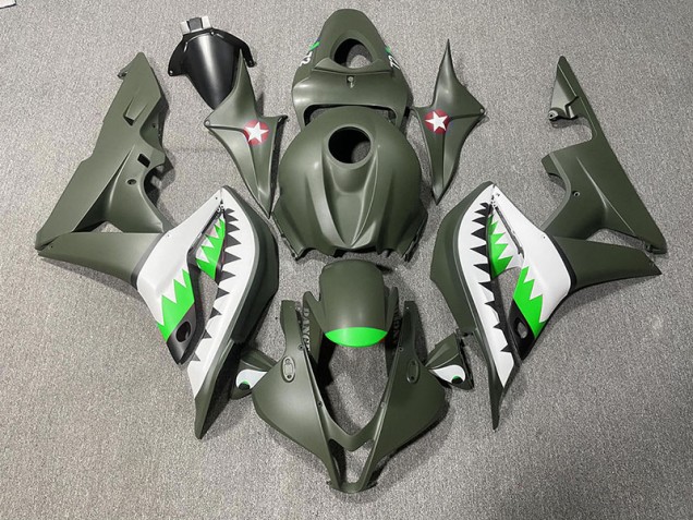 Tiburón Verde Mate & Verde Claro 07-08 Honda CBR600RR Carenados Moto Tiburón Verde Mate & Verde Claro 07-08 Honda CBR600RR Carenados Moto